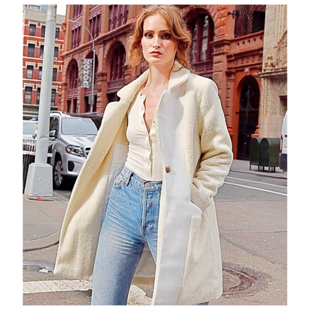 Flash SALE Type Alpha Coat Textured Faux Shearling Coat Cream Color Size XS